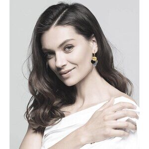 Black Gold Plated Dangle Drop Geometric Statement Trendy Jewelry for Women Teen